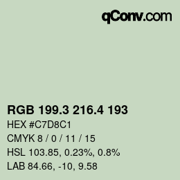 カラーコード: RGB 199.3 216.4 193 | qconv.com