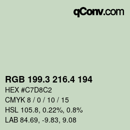 カラーコード: RGB 199.3 216.4 194 | qconv.com