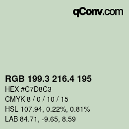 カラーコード: RGB 199.3 216.4 195 | qconv.com