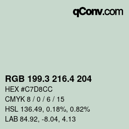 カラーコード: RGB 199.3 216.4 204 | qconv.com