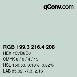 カラーコード: RGB 199.3 216.4 208 | qconv.com