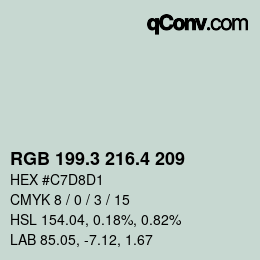 カラーコード: RGB 199.3 216.4 209 | qconv.com