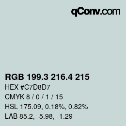 カラーコード: RGB 199.3 216.4 215 | qconv.com
