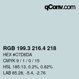カラーコード: RGB 199.3 216.4 218 | qconv.com