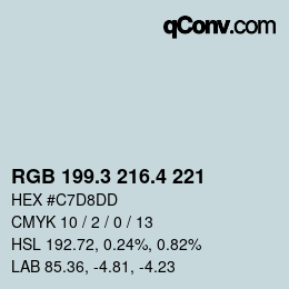カラーコード: RGB 199.3 216.4 221 | qconv.com