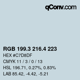 カラーコード: RGB 199.3 216.4 223 | qconv.com