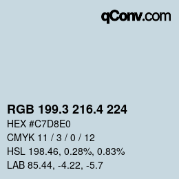 カラーコード: RGB 199.3 216.4 224 | qconv.com