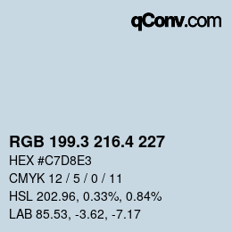 カラーコード: RGB 199.3 216.4 227 | qconv.com