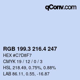 カラーコード: RGB 199.3 216.4 247 | qconv.com