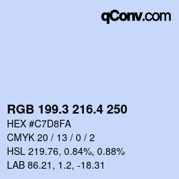 カラーコード: RGB 199.3 216.4 250 | qconv.com