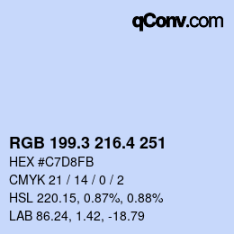 カラーコード: RGB 199.3 216.4 251 | qconv.com