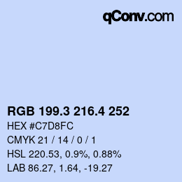 カラーコード: RGB 199.3 216.4 252 | qconv.com