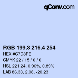 カラーコード: RGB 199.3 216.4 254 | qconv.com
