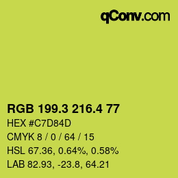 カラーコード: RGB 199.3 216.4 77 | qconv.com