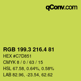 カラーコード: RGB 199.3 216.4 81 | qconv.com