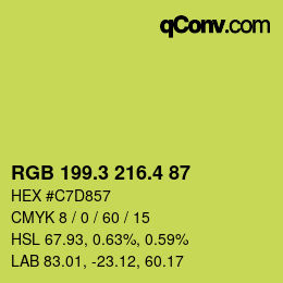 カラーコード: RGB 199.3 216.4 87 | qconv.com