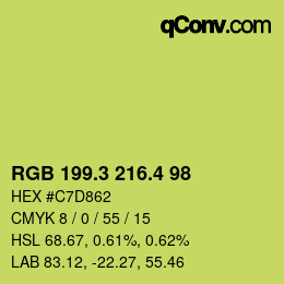 カラーコード: RGB 199.3 216.4 98 | qconv.com