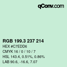 カラーコード: RGB 199.3 237 214 | qconv.com