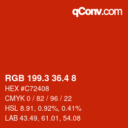 カラーコード: RGB 199.3 36.4 8 | qconv.com