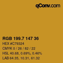 カラーコード: RGB 199.7 147 36 | qconv.com