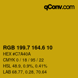 カラーコード: RGB 199.7 164.6 10 | qconv.com