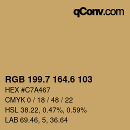 カラーコード: RGB 199.7 164.6 103 | qconv.com