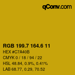カラーコード: RGB 199.7 164.6 11 | qconv.com