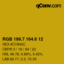 カラーコード: RGB 199.7 164.6 12 | qconv.com