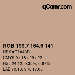 カラーコード: RGB 199.7 164.6 141 | qconv.com