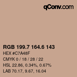 カラーコード: RGB 199.7 164.6 143 | qconv.com