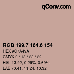 カラーコード: RGB 199.7 164.6 154 | qconv.com