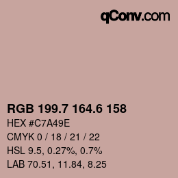 カラーコード: RGB 199.7 164.6 158 | qconv.com