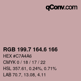 カラーコード: RGB 199.7 164.6 166 | qconv.com
