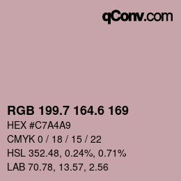 カラーコード: RGB 199.7 164.6 169 | qconv.com