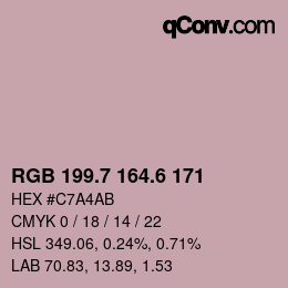 カラーコード: RGB 199.7 164.6 171 | qconv.com