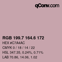 カラーコード: RGB 199.7 164.6 172 | qconv.com