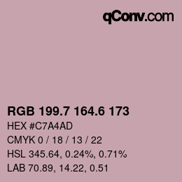 カラーコード: RGB 199.7 164.6 173 | qconv.com