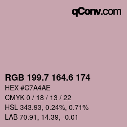 カラーコード: RGB 199.7 164.6 174 | qconv.com