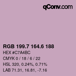 カラーコード: RGB 199.7 164.6 188 | qconv.com