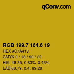 カラーコード: RGB 199.7 164.6 19 | qconv.com
