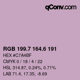 カラーコード: RGB 199.7 164.6 191 | qconv.com