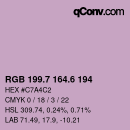 カラーコード: RGB 199.7 164.6 194 | qconv.com