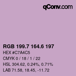カラーコード: RGB 199.7 164.6 197 | qconv.com