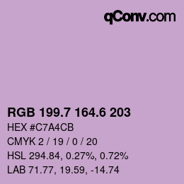 カラーコード: RGB 199.7 164.6 203 | qconv.com