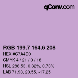 カラーコード: RGB 199.7 164.6 208 | qconv.com