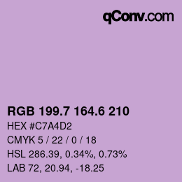 カラーコード: RGB 199.7 164.6 210 | qconv.com