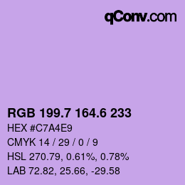 カラーコード: RGB 199.7 164.6 233 | qconv.com