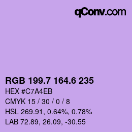 カラーコード: RGB 199.7 164.6 235 | qconv.com