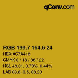 カラーコード: RGB 199.7 164.6 24 | qconv.com