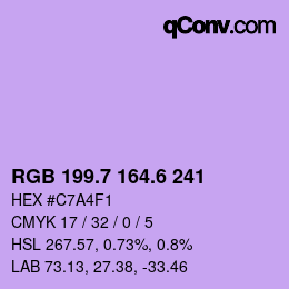 カラーコード: RGB 199.7 164.6 241 | qconv.com